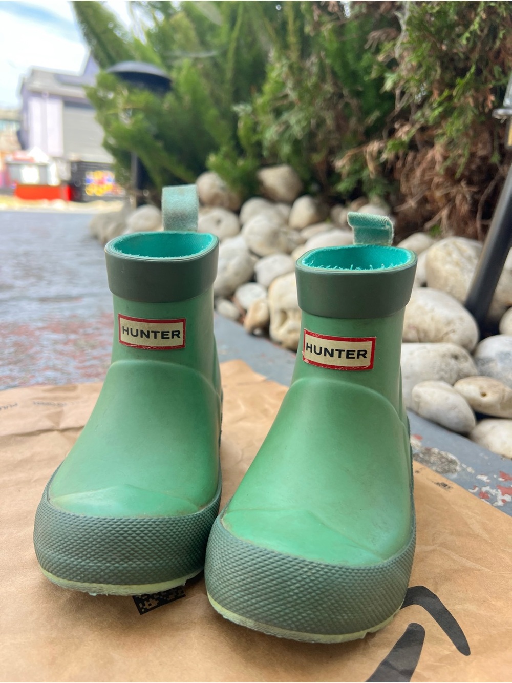Hunter Kids Mint Green Short Waterproof Pull-On Rain Boots